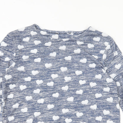 TU Womens Blue Geometric Jersey Top Pyjama Top Size 8