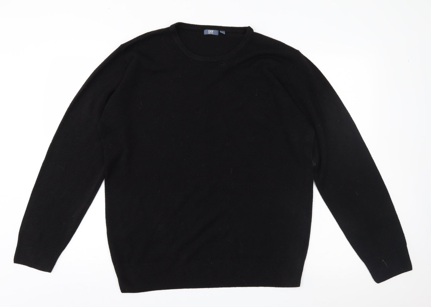 Easy Mens Black  Knit Pullover Jumper Size L