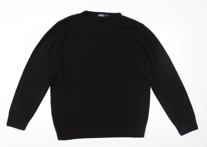 Easy Mens Black  Knit Pullover Jumper Size L
