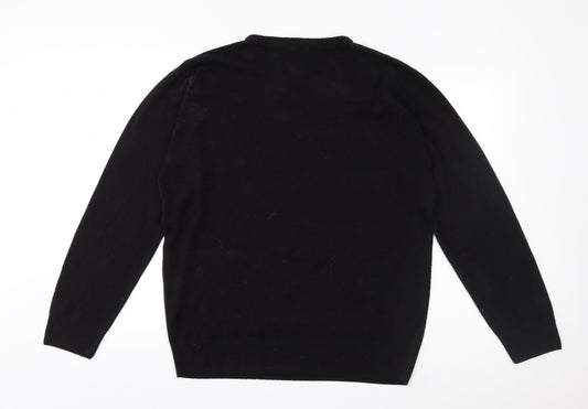 Easy Mens Black  Knit Pullover Jumper Size L
