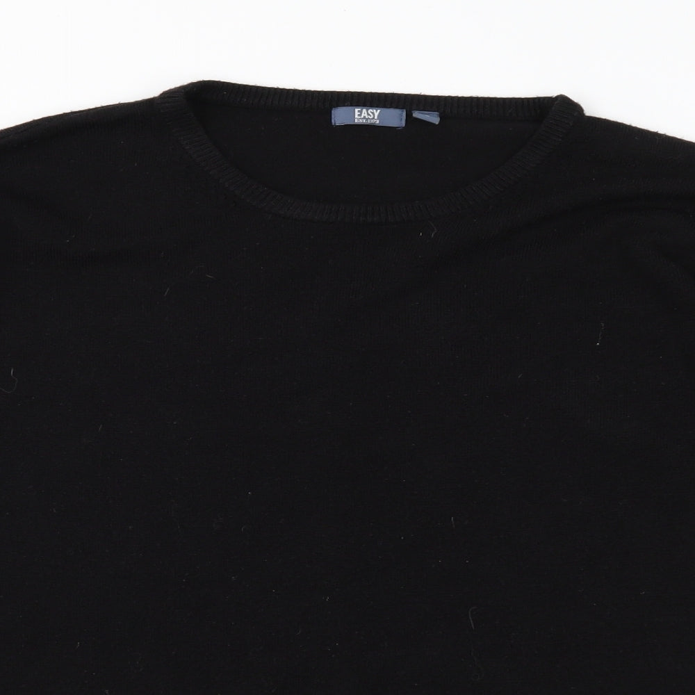 Easy Mens Black  Knit Pullover Jumper Size L