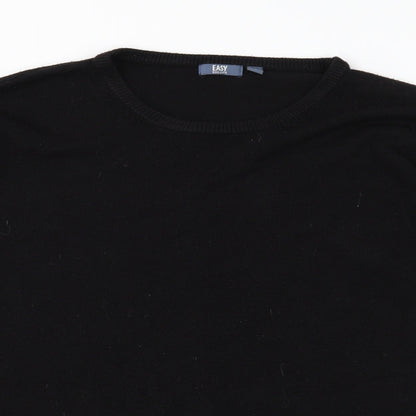 Easy Mens Black  Knit Pullover Jumper Size L
