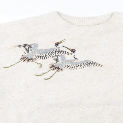 H&M Womens Ivory  Knit Pullover Jumper Size 8  - bird