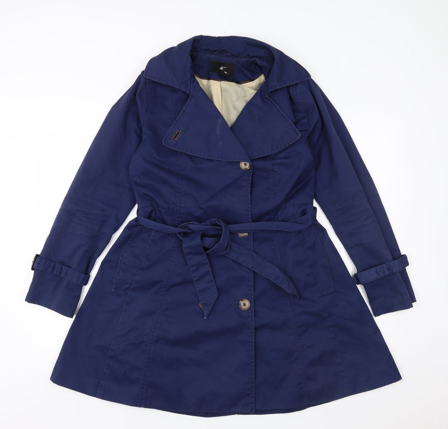 Womens UK Size 10 H&M Blue Overcoat