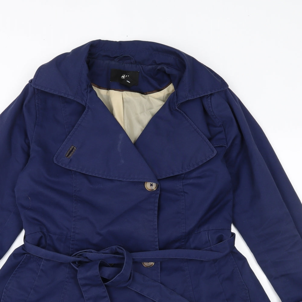 Womens UK Size 10 H&M Blue Overcoat