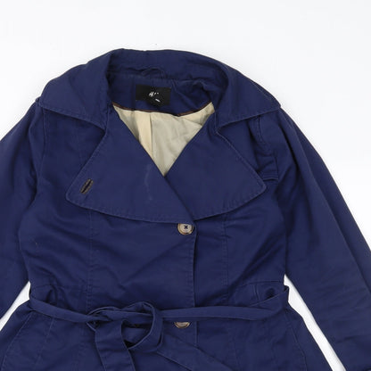 Womens UK Size 10 H&M Blue Overcoat