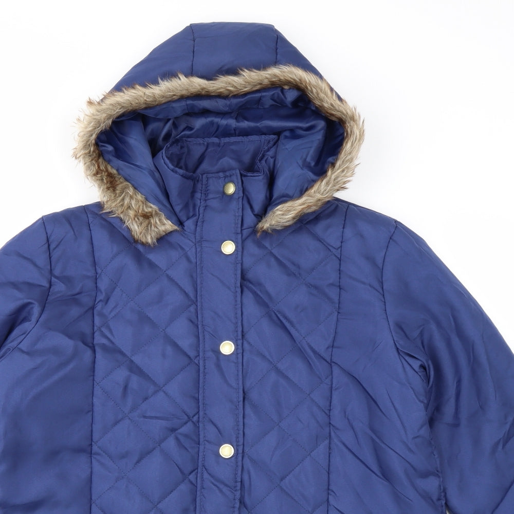 Womens UK Size S Anne De Lancay Blue Parka Coat