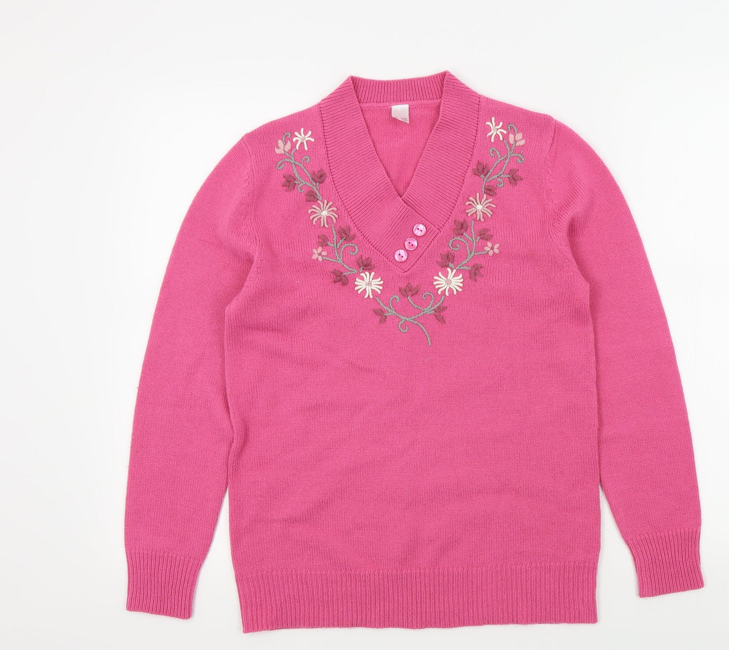 Preworn Womens Pink Floral  Pullover Jumper Size 6