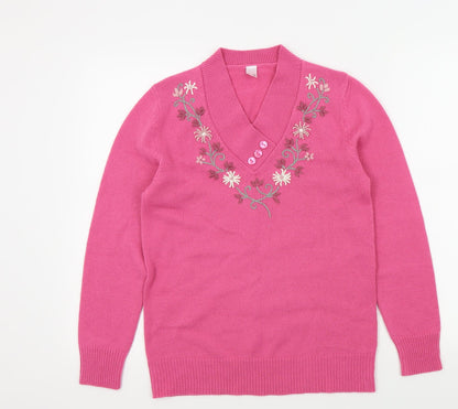 Preworn Womens Pink Floral  Pullover Jumper Size 6