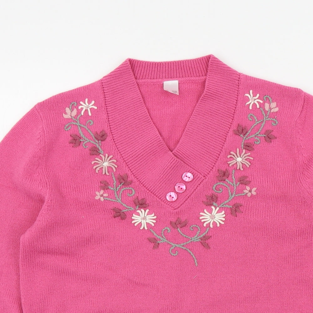 Preworn Womens Pink Floral  Pullover Jumper Size 6