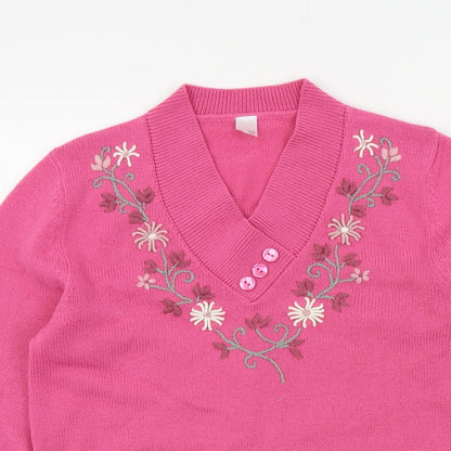 Preworn Womens Pink Floral  Pullover Jumper Size 6