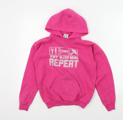 Gildan Girls Pink   Pullover Hoodie Size L