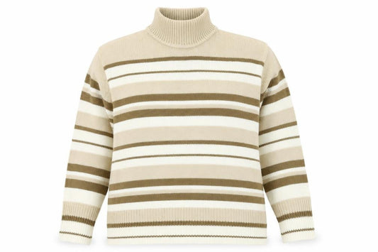 Bonmarché Womens Brown Striped  Pullover Jumper Size XL