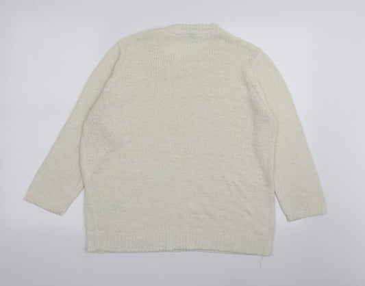Back view of DASH women’s white jumper, size UK 16
