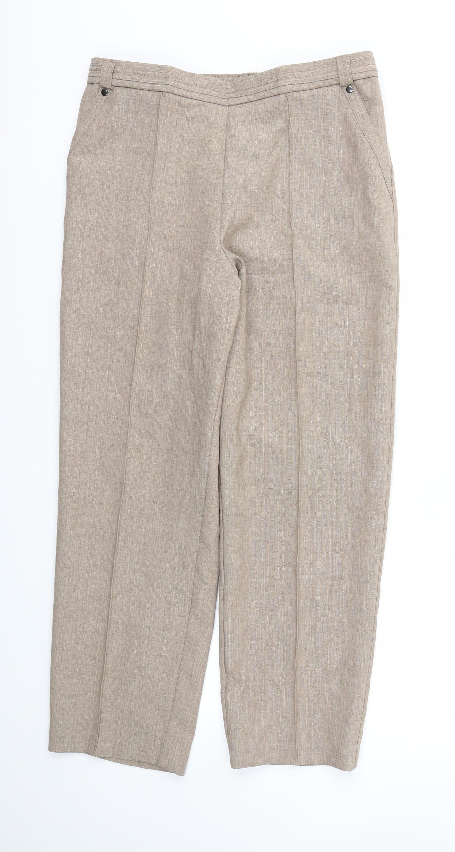 M&S Womens Beige   Trousers  Size 12 L26 in - Stretch waistband