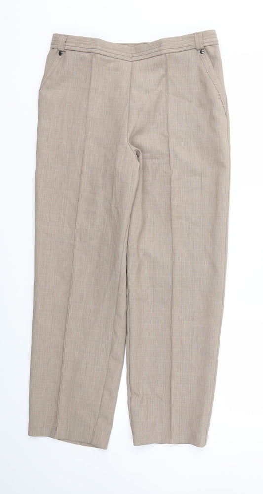 M&S Womens Beige   Trousers  Size 12 L26 in - Stretch waistband