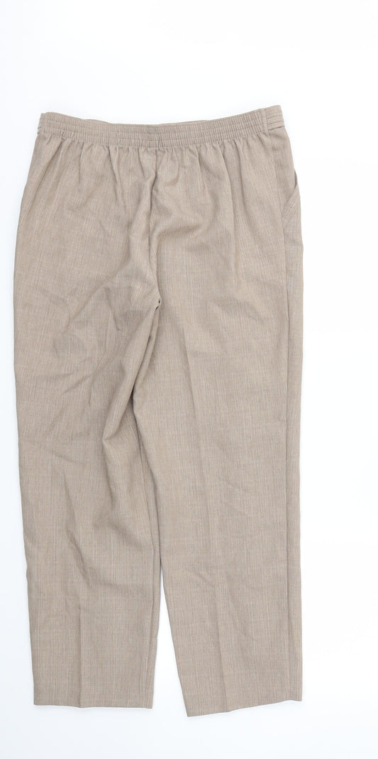 M&S Womens Beige   Trousers  Size 12 L26 in - Stretch waistband