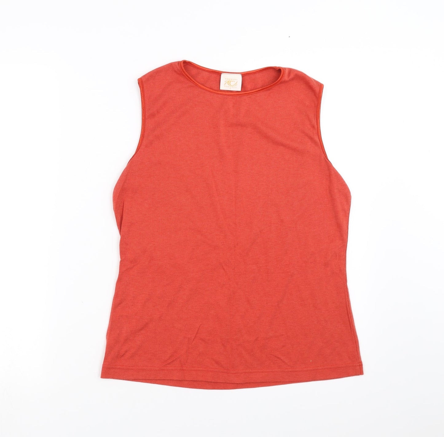Womens UK Size L Country Casuals Orange Basic Tank