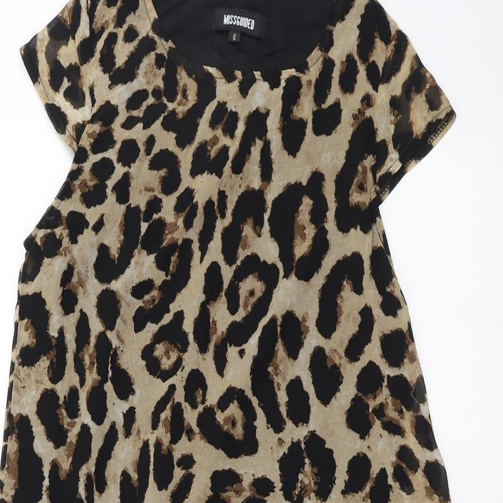 Missguided Womens Brown Animal Print  Shift  Size 6