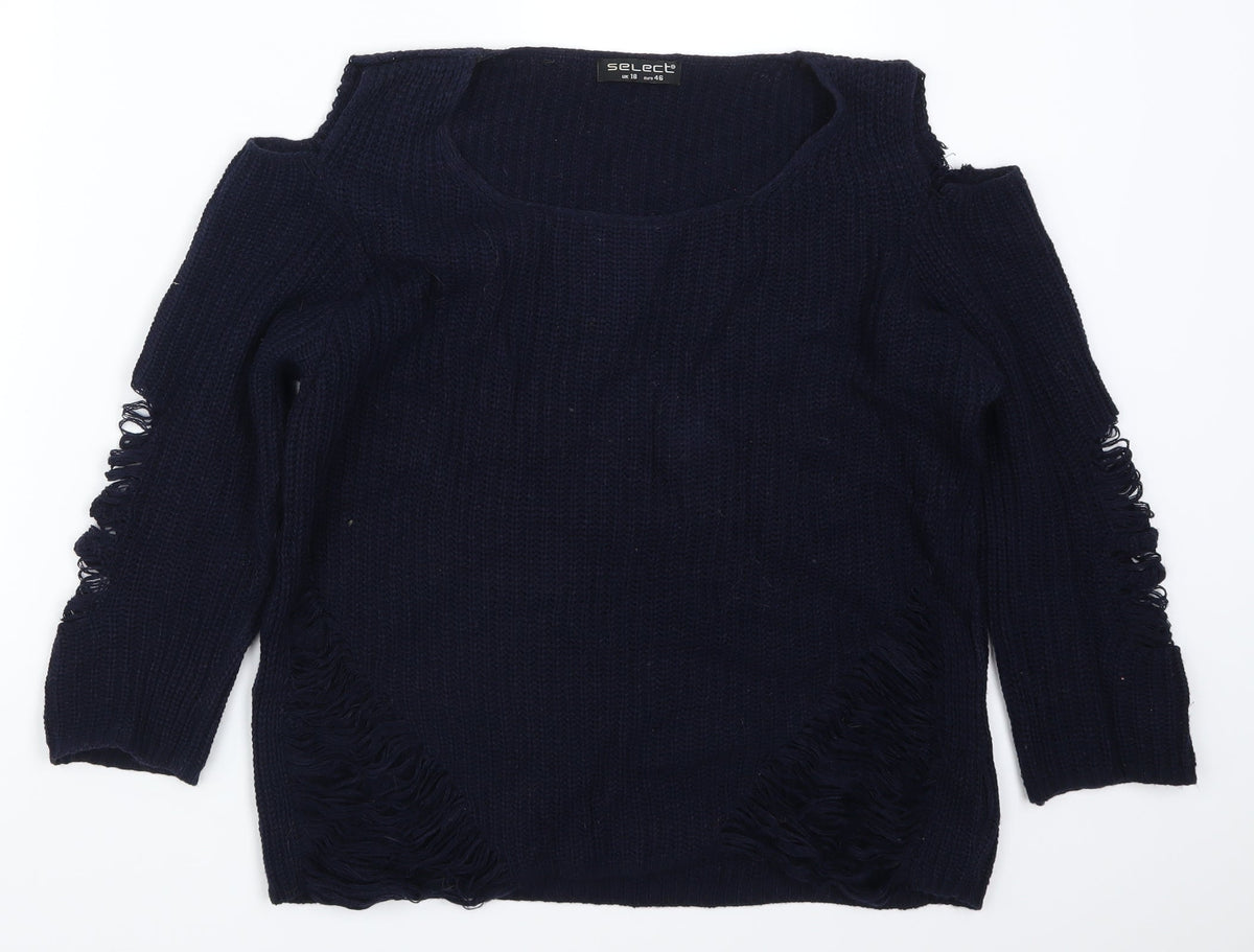 Select Womens Blue   Pullover Jumper Size 18  - Distressed Look