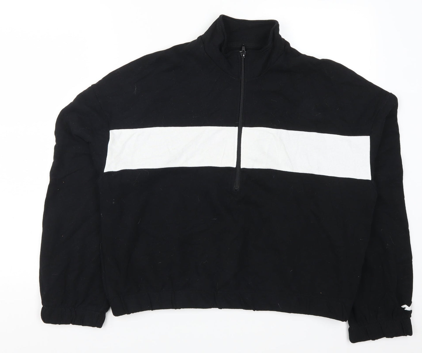 Hollister Womens Black Striped  Pullover Sweatshirt Size M