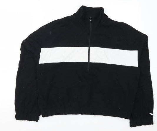 Hollister Womens Black Striped  Pullover Sweatshirt Size M