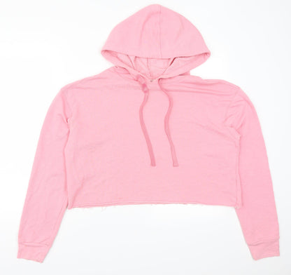 Additional front view of Cooperative women’s pink pullover hoodie, size L