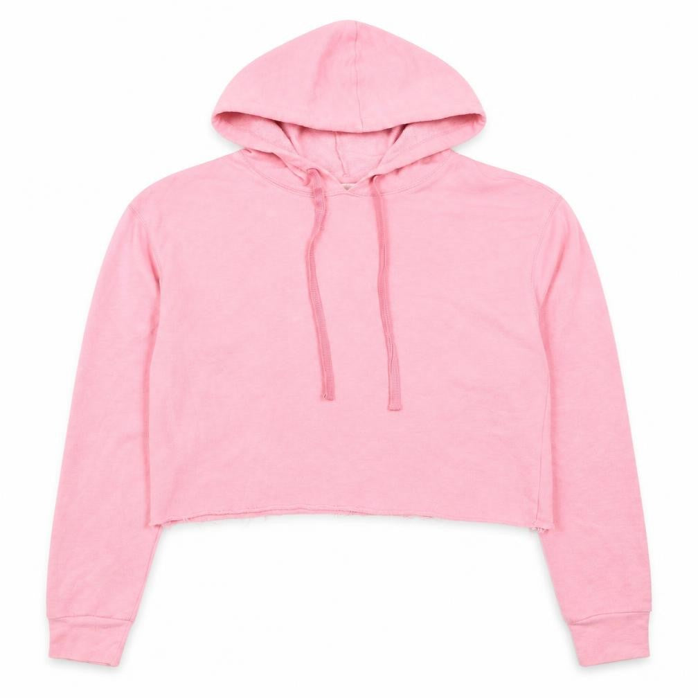 Front view of Cooperative women’s pink pullover hoodie, size L