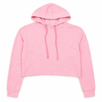 Front view of Cooperative women’s pink pullover hoodie, size L