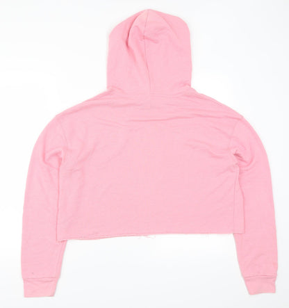 Back view of Cooperative women’s pink pullover hoodie, size L