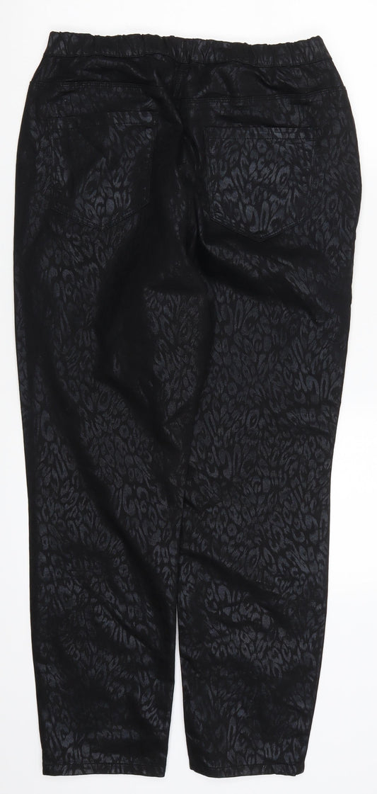 Preworn Womens Black Animal Print Denim Jegging Jeans Size 32 in L29 in
