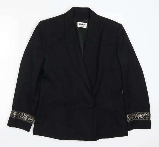 Precis Womens Black   Jacket Suit Jacket Size 10  - Embroidered Sleeve Detail