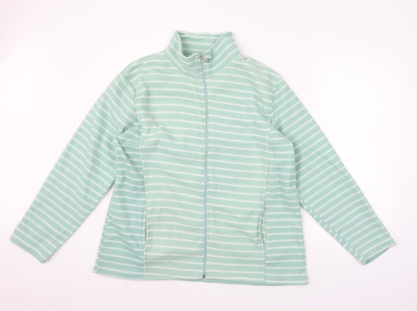 ann de lancay Womens Green Striped  Jacket Coat Size L