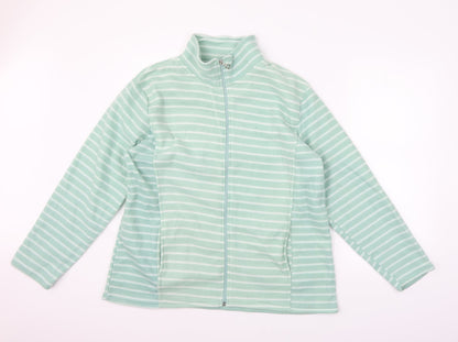 ann de lancay Womens Green Striped  Jacket Coat Size L