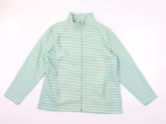 ann de lancay Womens Green Striped  Jacket Coat Size L