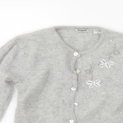 airport Womens Grey   Cardigan Jumper Size M  - washable marks on callor