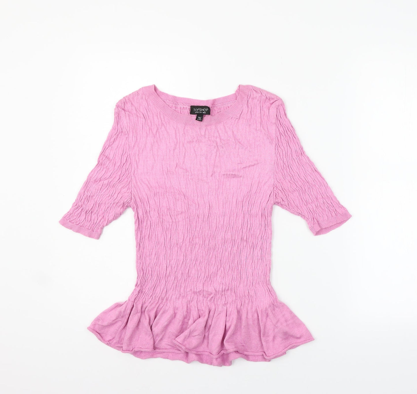 Womens UK Size 10 Topshop Pink Basic T-Shirt