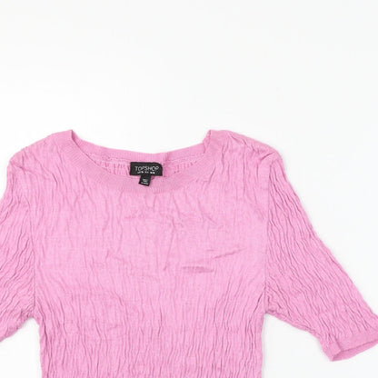 Womens UK Size 10 Topshop Pink Basic T-Shirt