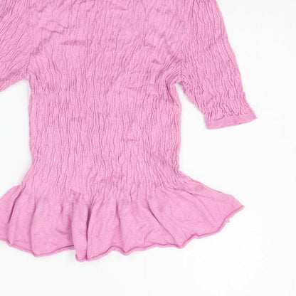 Womens UK Size 10 Topshop Pink Basic T-Shirt