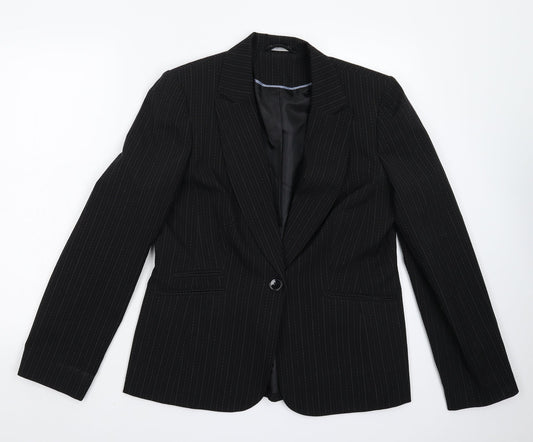 BHS Womens Black Striped  Jacket Suit Jacket Size 14