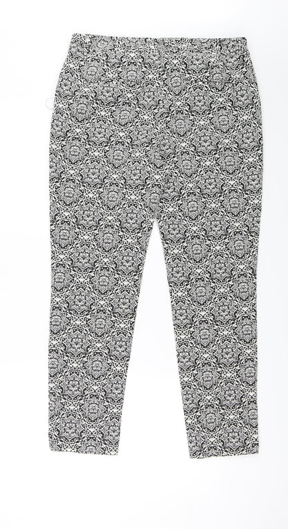 Monsoon Womens White Geometric  Trousers  Size 12 L25 in