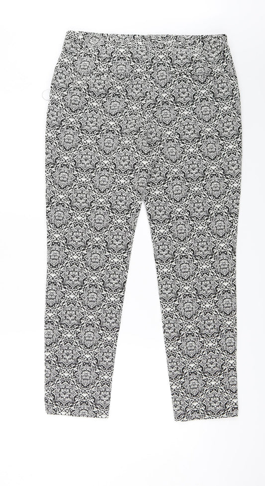 Monsoon Womens White Geometric  Trousers  Size 12 L25 in