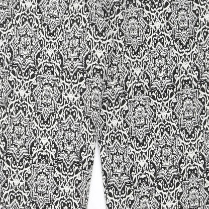 Monsoon Womens White Geometric  Trousers  Size 12 L25 in