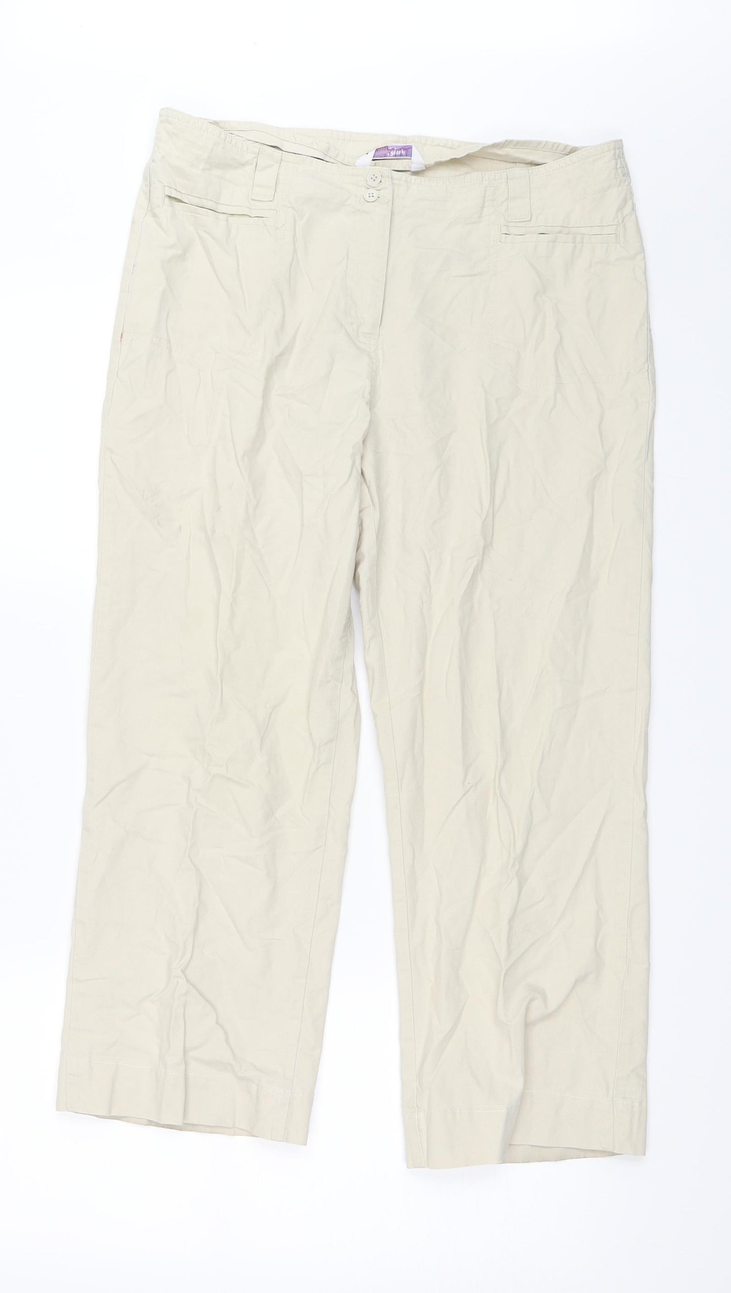 Womens UK Size 14 Papaya Regular Fit  Beige Trousers