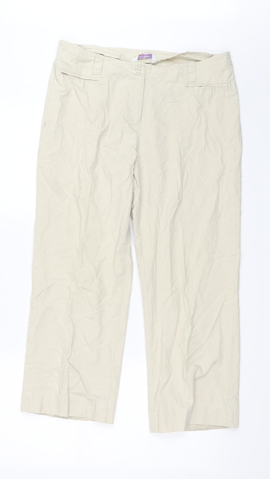 Womens UK Size 14 Papaya Regular Fit  Beige Trousers