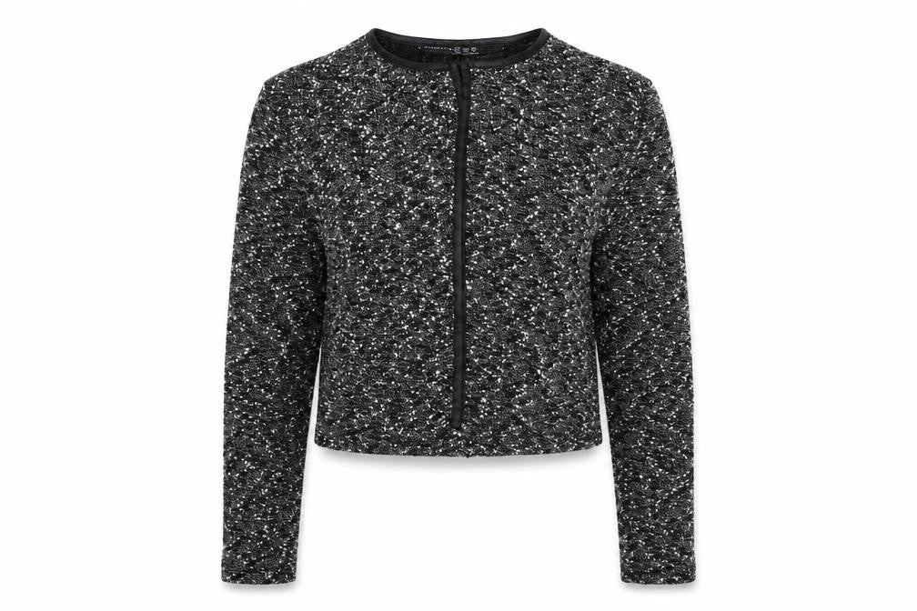 Front view of Atmosphere women’s black shrug jumper, size UK 10