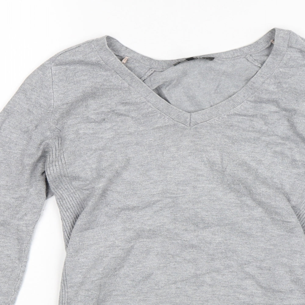 Close-up detail of Papaya women’s grey jumper, size UK 8