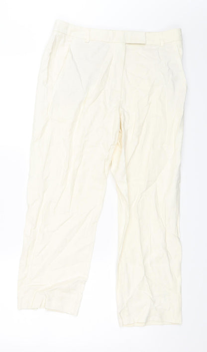Womens UK Size 10 M&S Regular Fit  White Trousers
