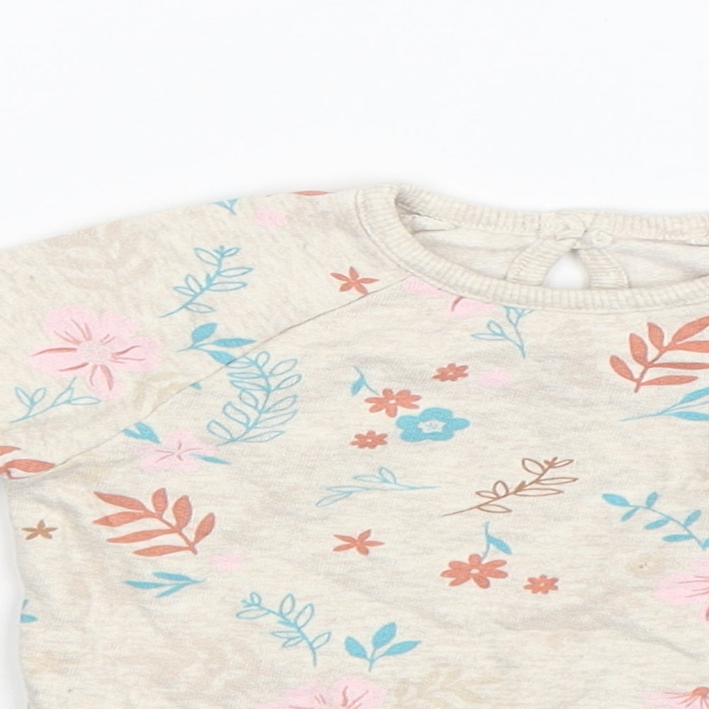 George Baby Beige Floral  Pullover Jumper Size 3-6 Months