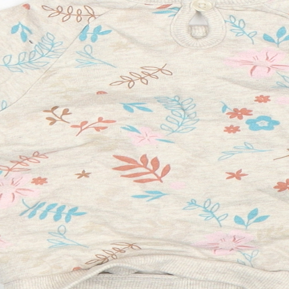 George Baby Beige Floral  Pullover Jumper Size 3-6 Months